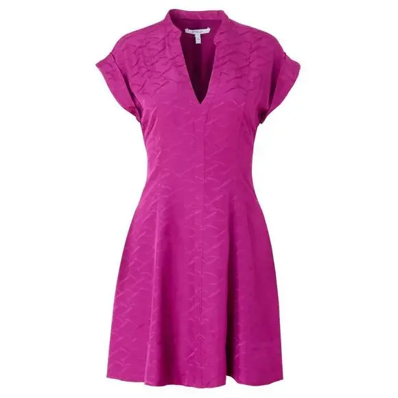 Derek Lam 10 Crosby Christina Short Sleeve Mini Dress in Hibiscus Purple NEW 4 S